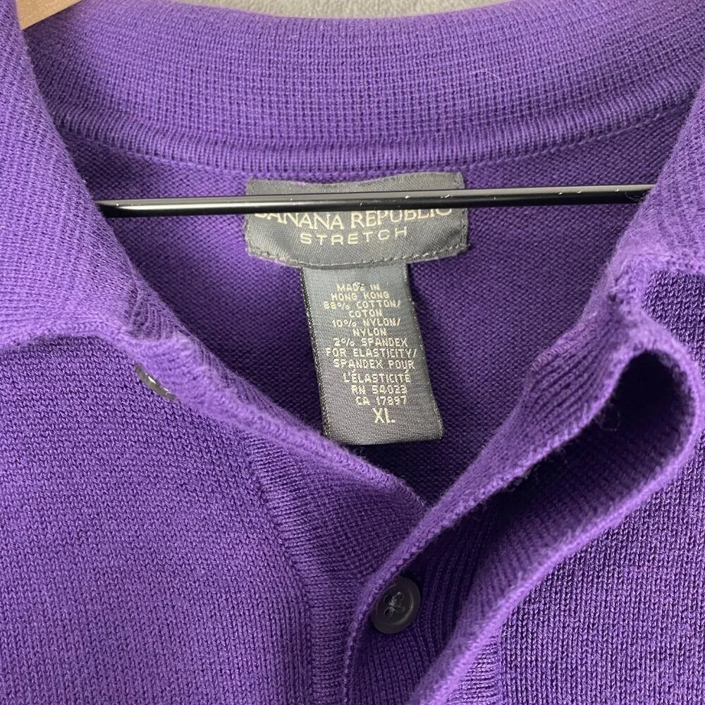 Banana Republic Purple Knit Polo Sweater Men’s XL Vintage Y2K Minimal Classic